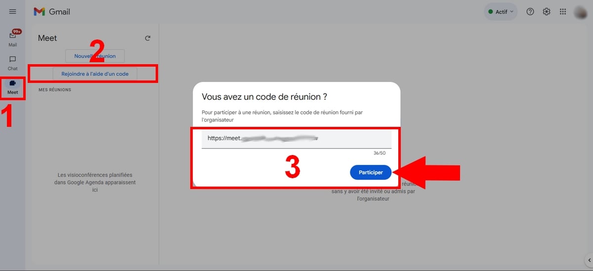 Únete a una reunión de Meet con un código de Gmail