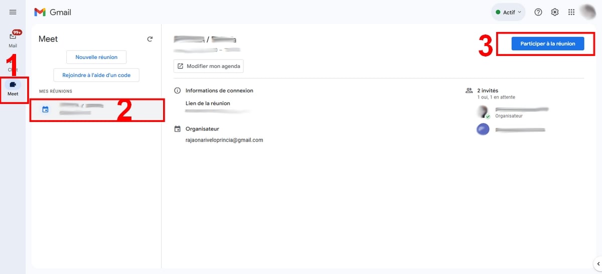 Unirse a una reunión programada a través de Gmail