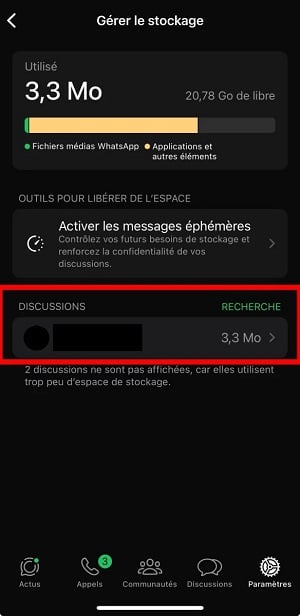 Selecionar o debate a apagar no iPhone