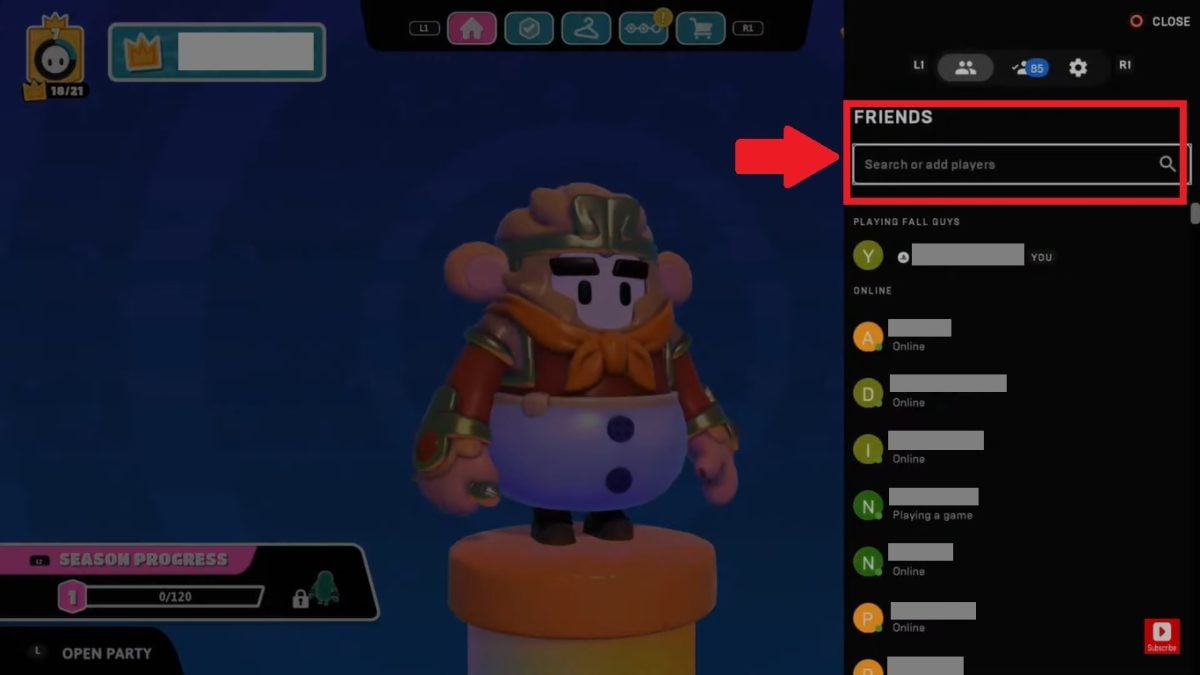Procurar o seu amigo na barra de pesquisa