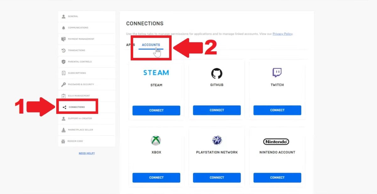Passo 5 para ligar as vossas contas Fall Guys e Epic Games 