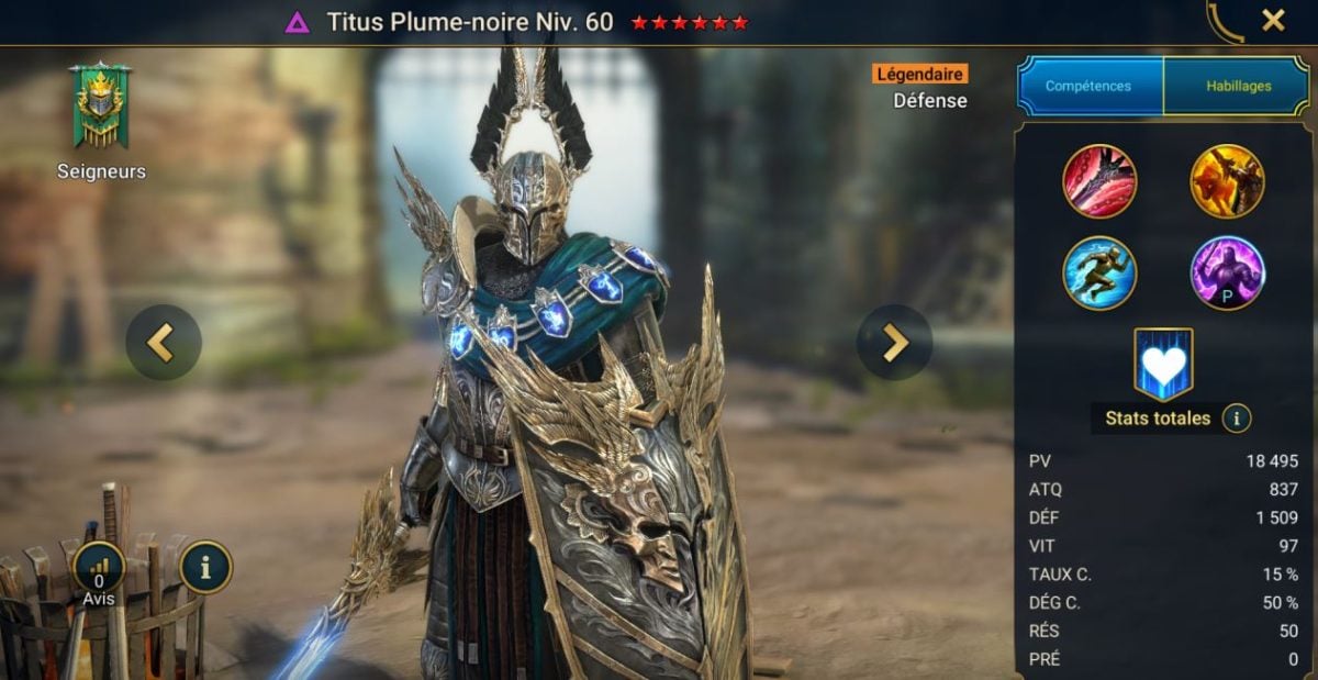 Guida alla maestria, alla grazia e ai manufatti su Titus Plume-noire (Titus Blackplume) su RSL 