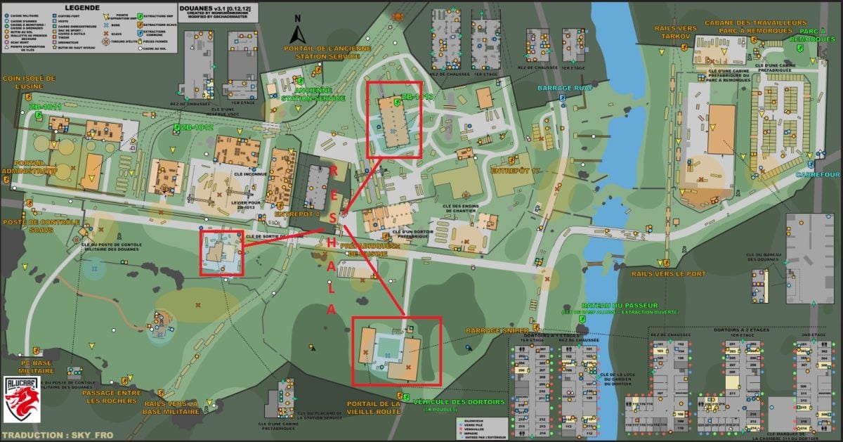 De områder, hvor du finder Reshala, er vist på kortet