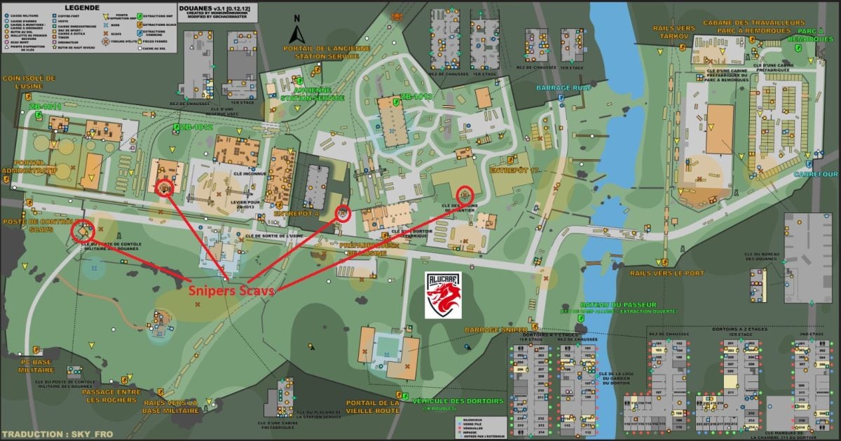 Localização de Snipers Scavs indicada no mapa 