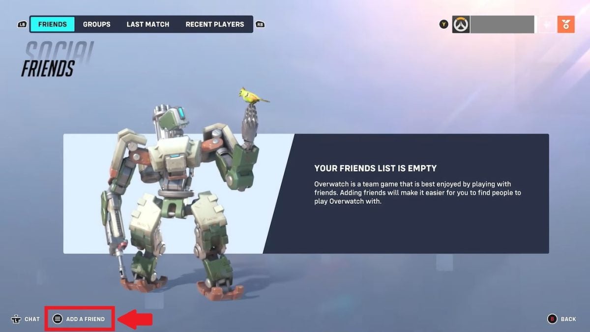 Trin 2 for at tilføje en ven fra en anden platform til Overwatch 2