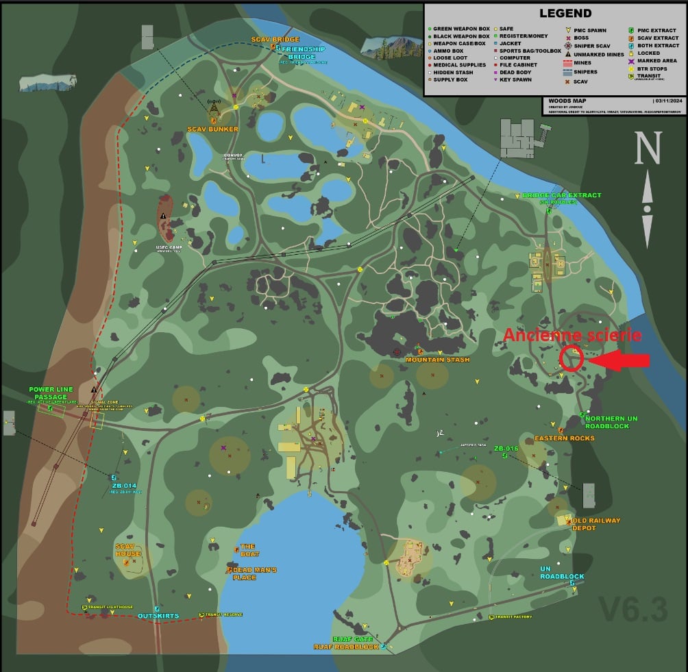 Ex segheria indicata sulla mappa di Les Bois