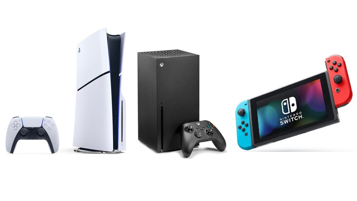 Diferentes tipos de consolas de jogos que os ladrões podem roubar. 