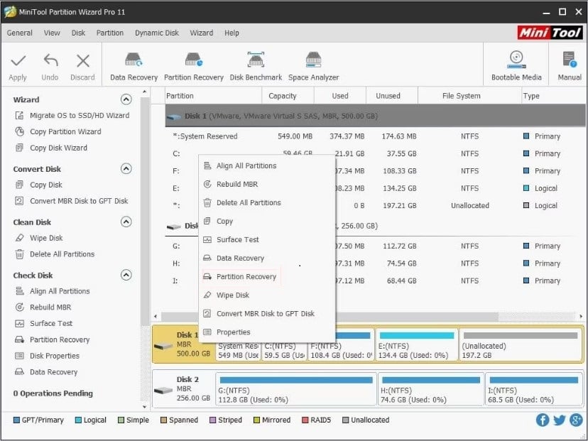 Minitool Partition Recovery software interface