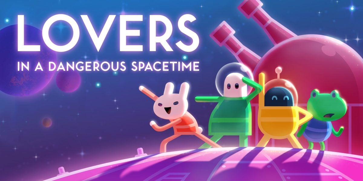 Screenshot von Lovers in a Dangerous Spacetime im Koop-Modus auf der Switch