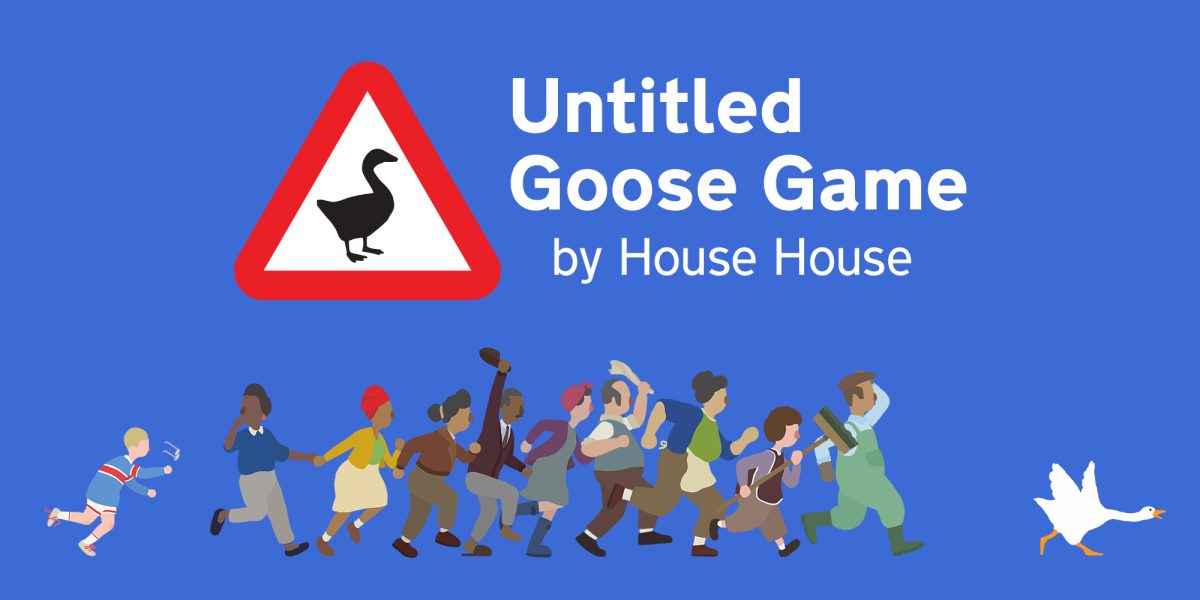 Screenshot von Untitled Goose Game im Koop-Modus auf der Switch