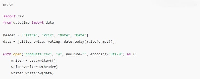 Ecco un esempio di come salvare i dati in un file CSV 