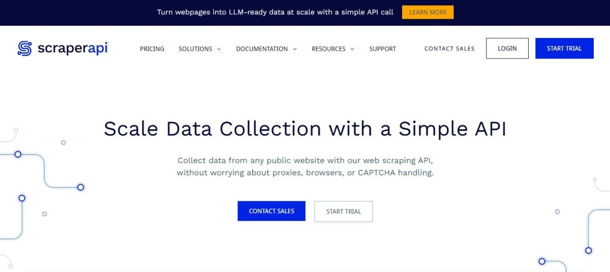 ScraperAPI: l'API di scraping progettata per aggirare facilmente i blocchi su LinkedIn.