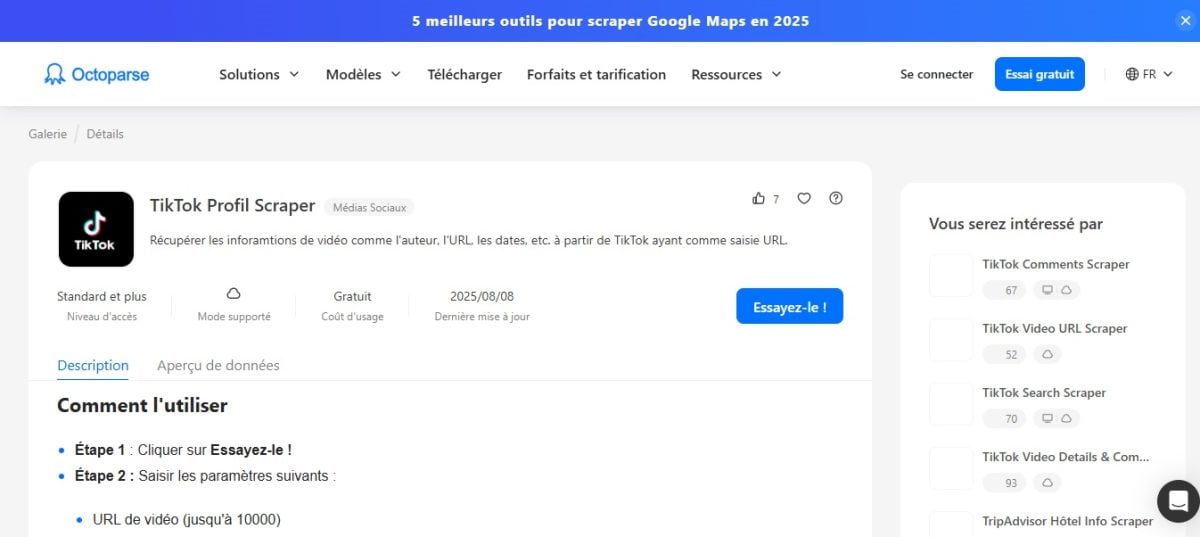 Octoparse offre soluzioni di scraping senza codice per TikTok