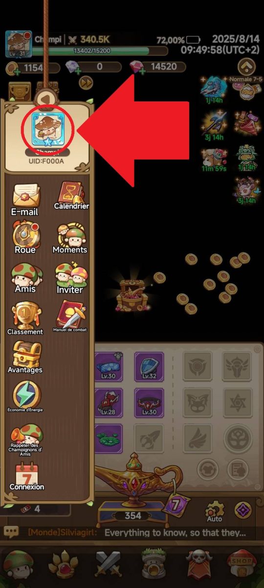 2. Une fois sur le menu de gauche, cliquez de nouveau sur votre avatar.