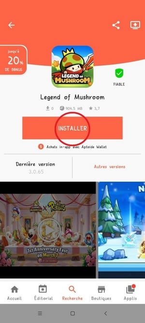 安装按钮位于 <span class="notranslate" data-no-translation="">Legend of Mushroom</span>.©️ Antonin for Alucare.fr
