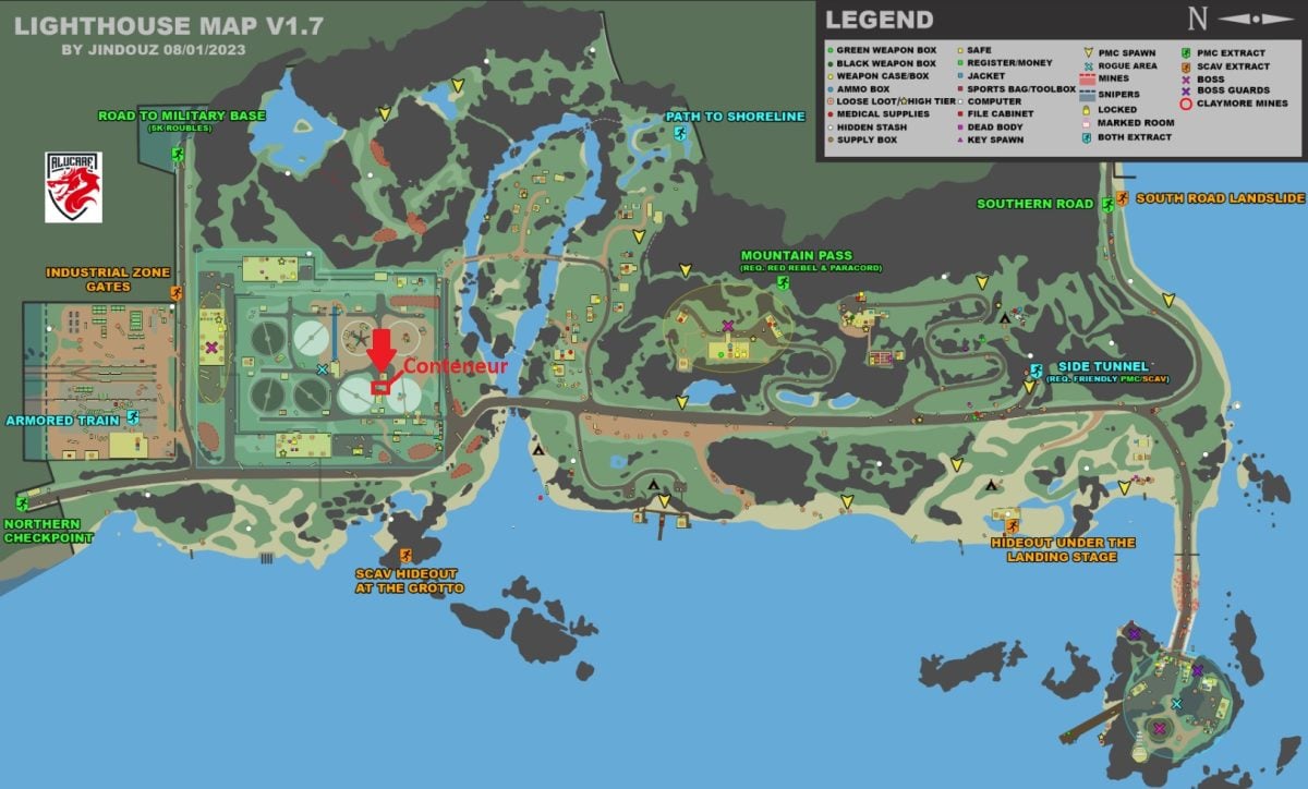 Localização do contentor no mapa do Farol