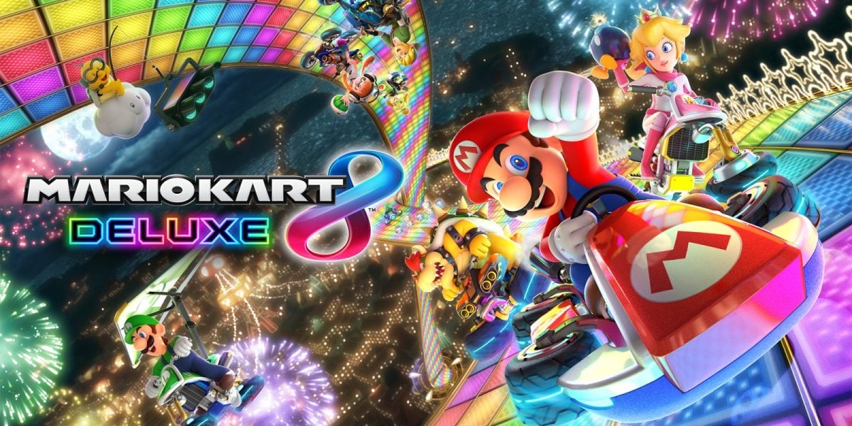 Nintendo Switch用マルチプレイヤーゲーム「マリオカート8 デラックス」。このリストで文句なしにベストなこのゲームは、Amazonの下記価格で購入できる。