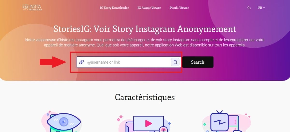 Поле для заполнения, чтобы вставить имя пользователя человека в Insta Anonymous