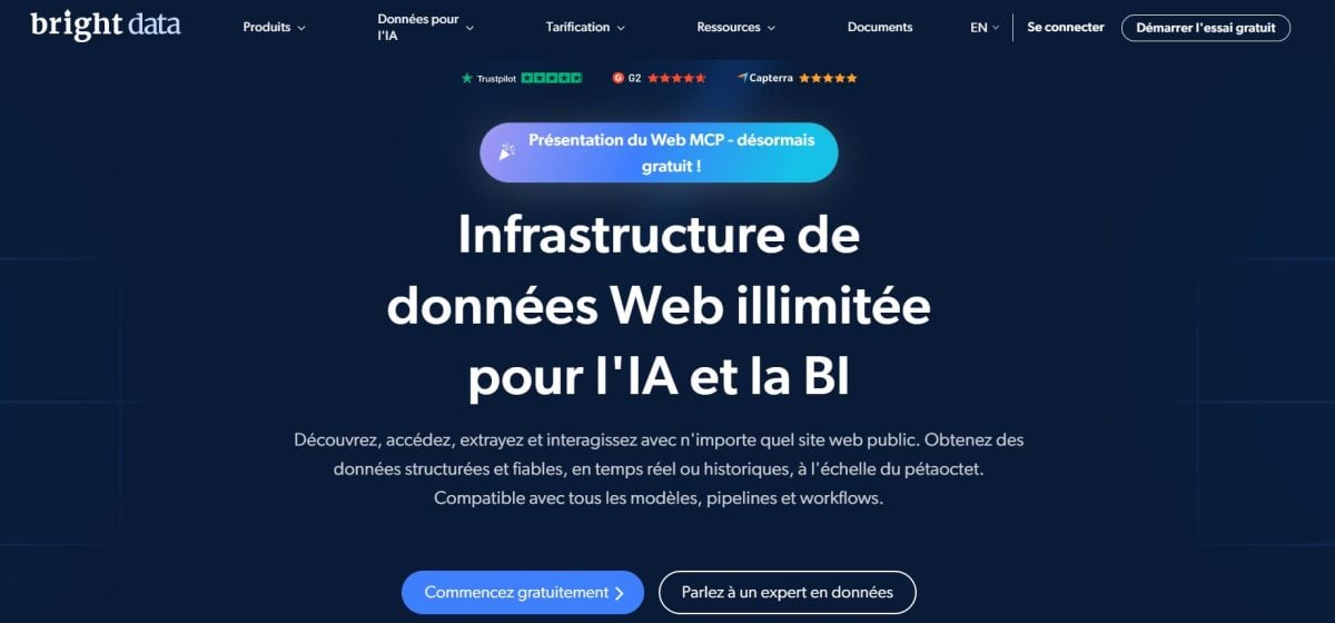 Bright Data es una completa API de web scraping diseñada para recopilar datos web de forma rápida, segura y eficaz. 