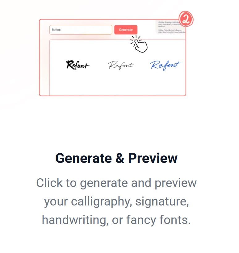 署名、カリグラフィ、フォントなどの生成とプレビュー
