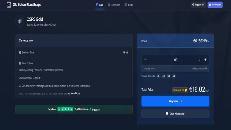 Berikut ini adalah ikhtisar layanan GameBoost untuk membeli emas OSRS.