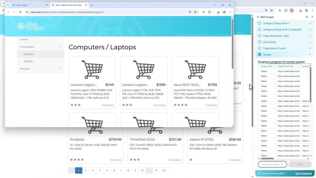 Når du er gået i gang med at scrape, tager Chrome-udvidelsen sig af det hele!