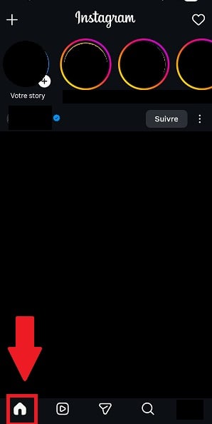 Pull-to-refresh-Geste auf dem Instagram-Newsfeed, um die neuesten Beiträge zu sehen