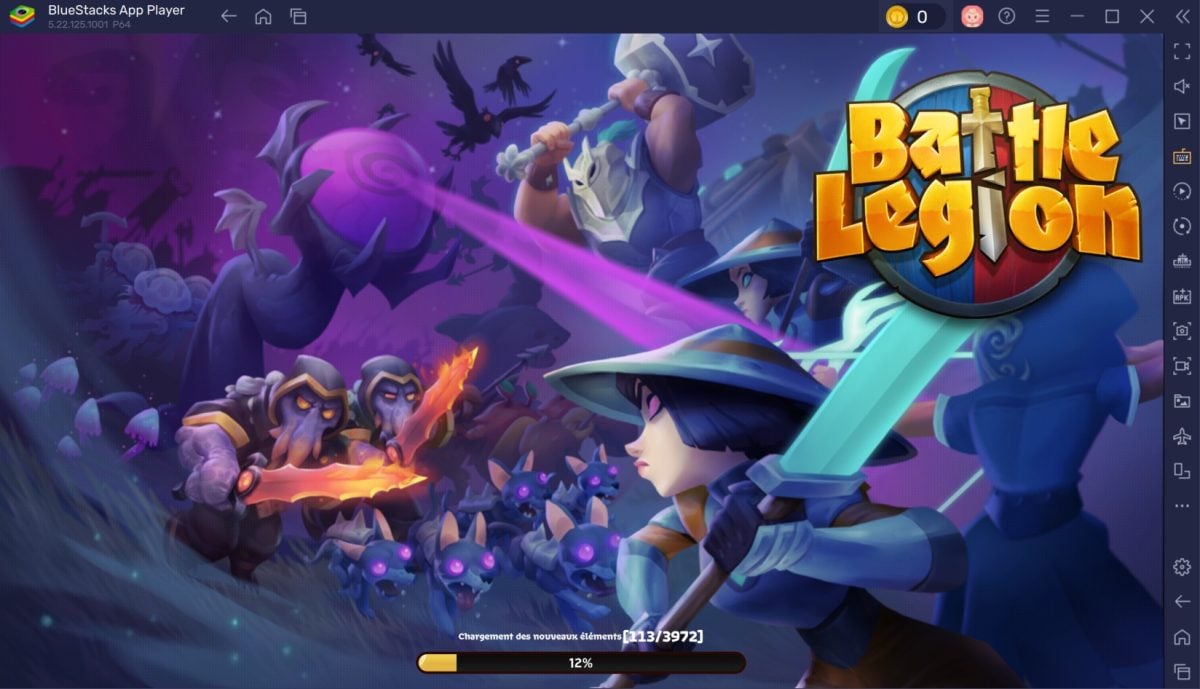 Cette capture montre le chargement de Battle Legion sur BlueStacks.