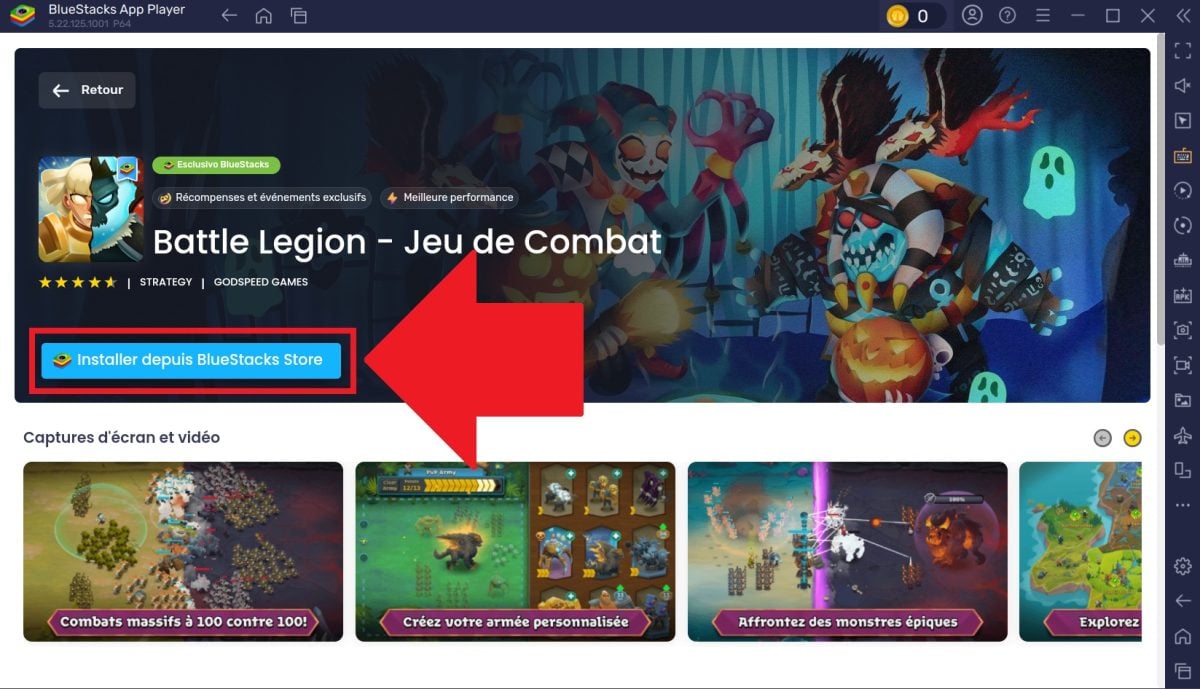 Vous pouvez directement installer Battle Legion depuis la boutique de BlueStacks.