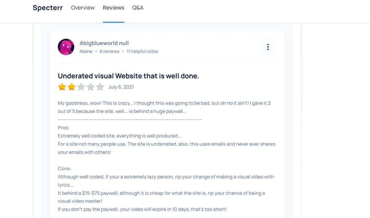 Отзывы о Specterr на сайте jabber. 