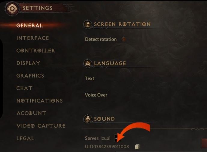 Dans Général, vous trouverez votre identifiant Diablo Immortal