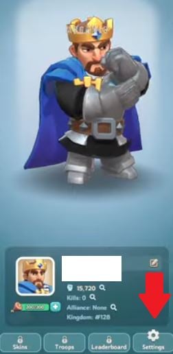 Le bouton Paramètres sur Kingshot