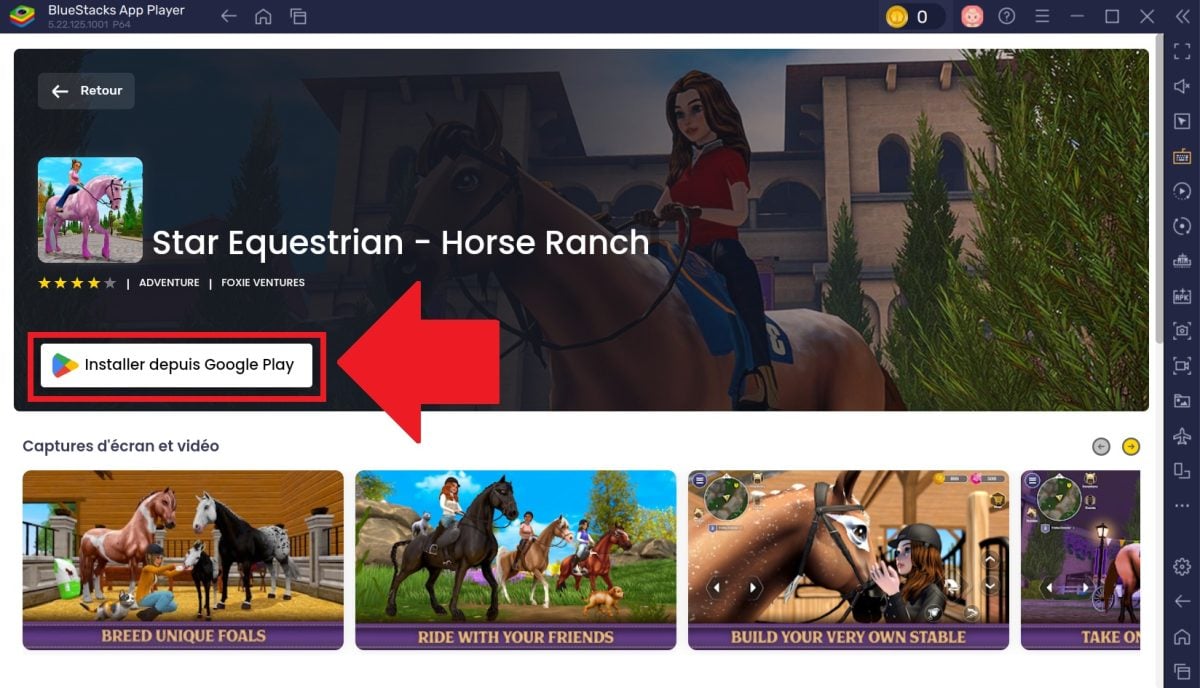 Après avoir cliqué sur le bouton d'installation, vous serez redirigé sur Google Play pour lancer l'installation.