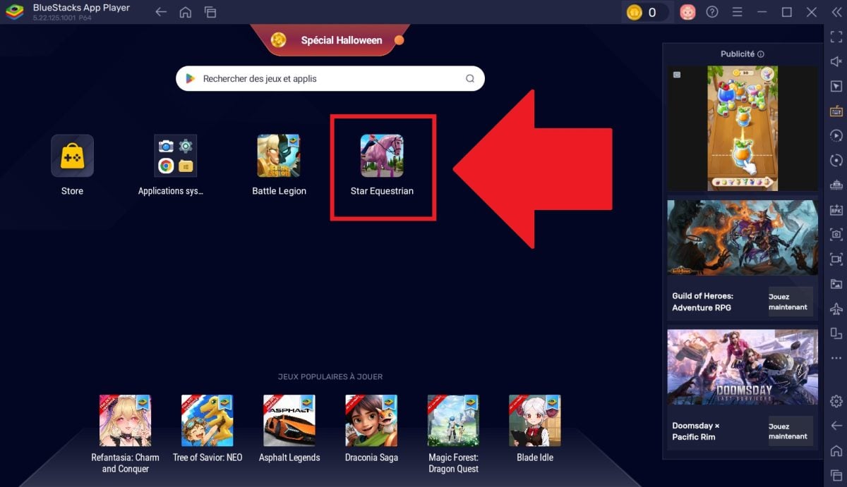 Dès qu’il sera installé sur l’émulateur, Star Equestrian apparaîtra sur la page d’accueil et vous n’aurez qu’à cliquer dessus pour le lancer.