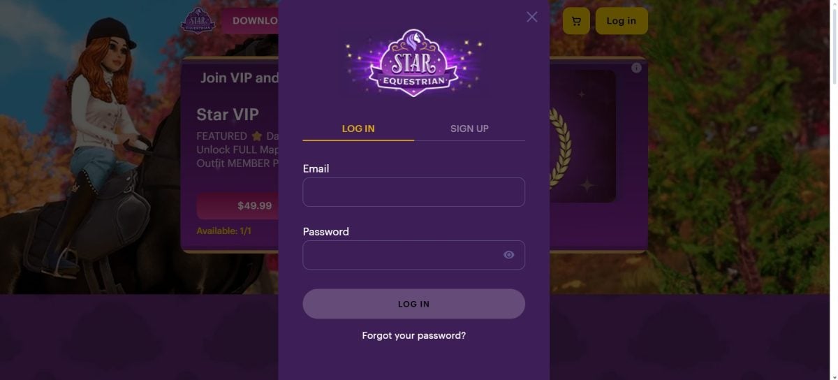 Une fois sur la page d'accueil, cliquez sur le bouton "Log in" se trouvant en haut à droite du panier pour pouvoir vous connecter ou vous inscrire.