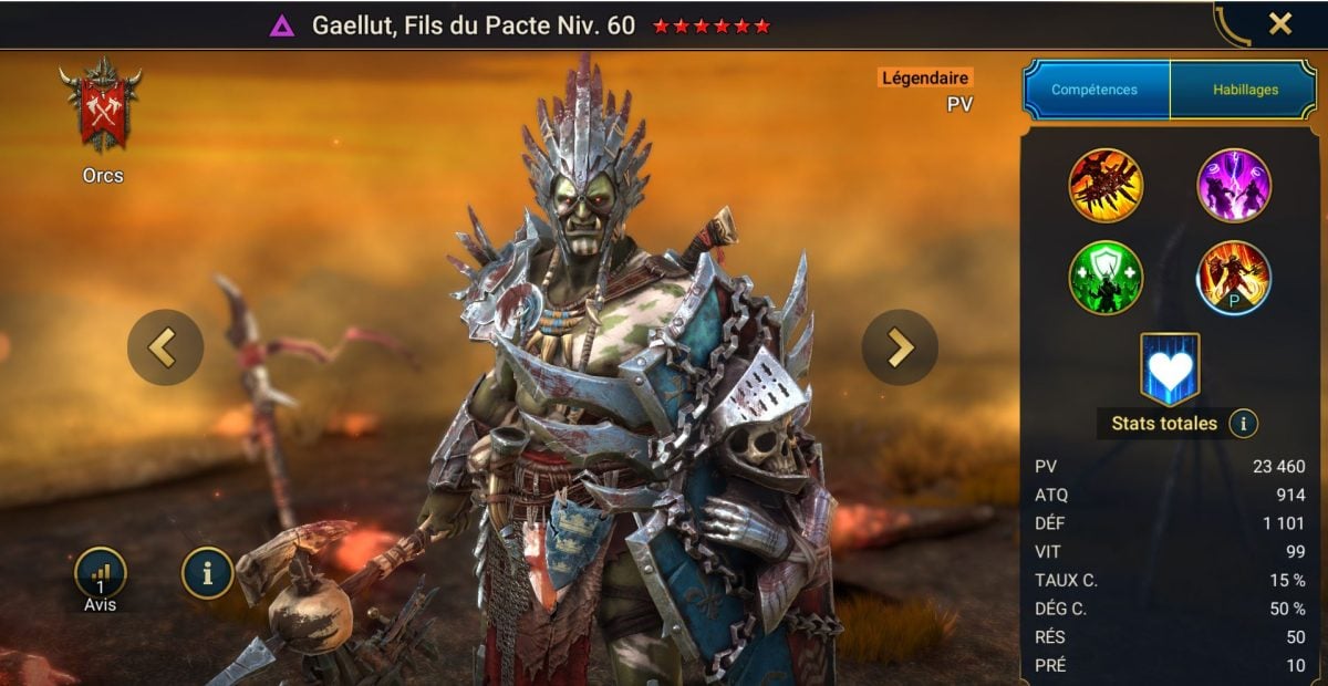 Guide maîtrises, grâce et artefact sur Gaellut, Fils du Pacte (Gaellut, Son of the Pact) sur RSL 