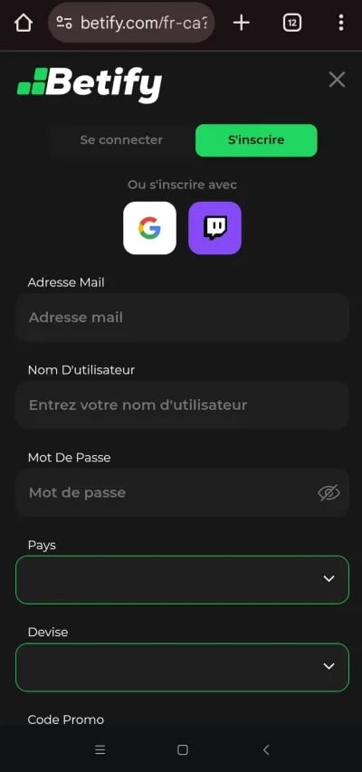 Vous avez la possibilité de vous inscrire via une adresse e-mail, un compte Google ou même un compte Twitch.