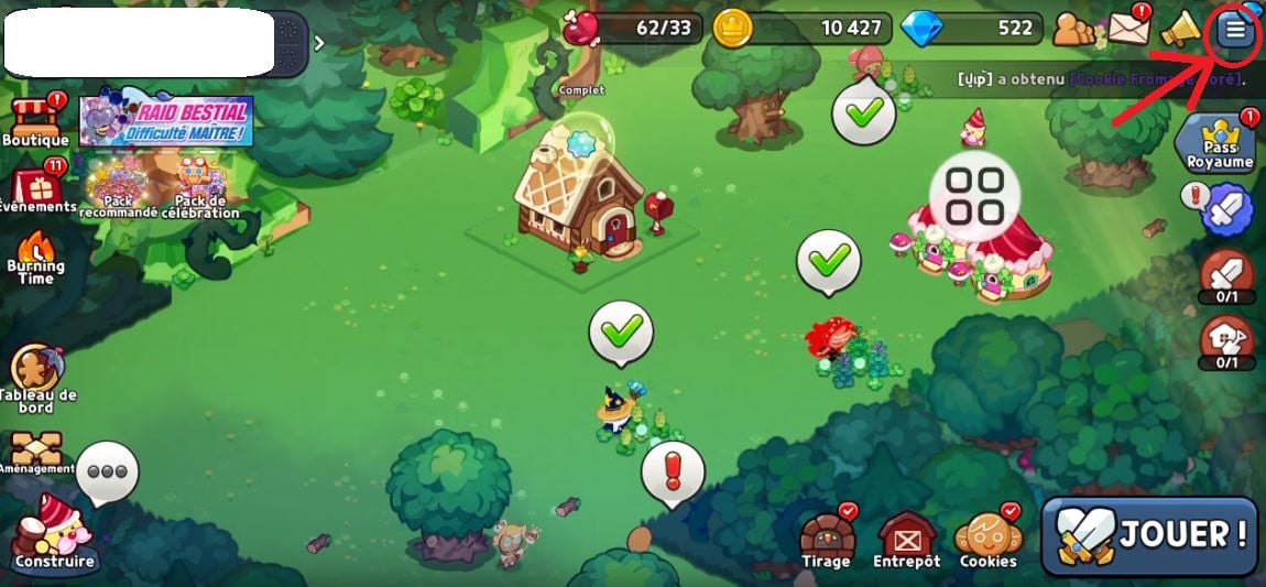Меню игры Cookie Run Kingdom 