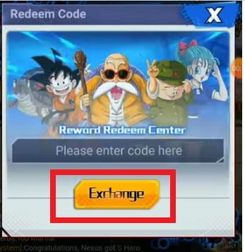 Il pulsante "Scambia" su Dragon Ball Idle