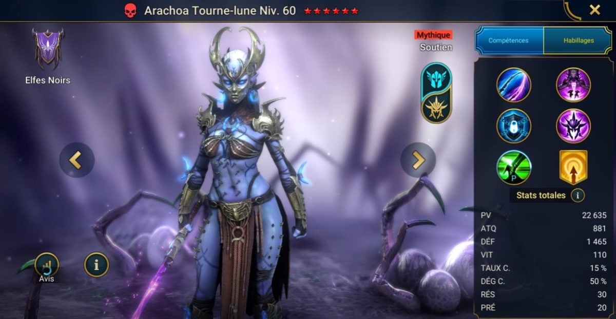 Руководство по мастерству, благодати и артефакту на Арачоа Лунокружитель (Arachoa Moonspinner) на RSL 