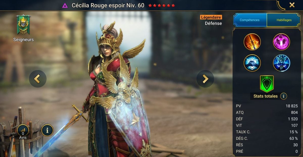 Guia de domínios, graça e artefacto sobre Cecília, a Esperança Vermelha (Cecilia the Red Hope) em RSL 