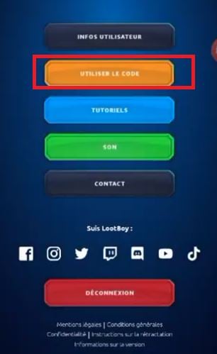 El botón para canjear el código en Lootboy