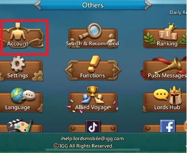 Tu cuenta en Lords Mobile