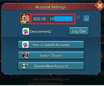 Tu nombre de usuario en Lords Mobile