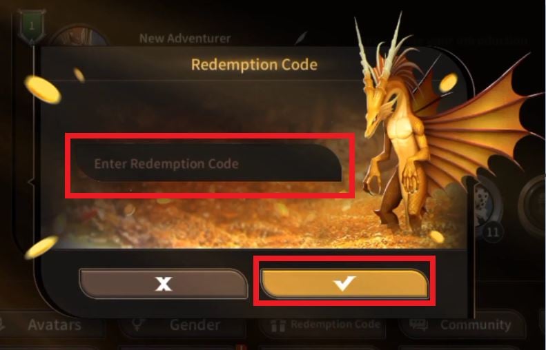 La case pour saisir le code sur Magnum Quest