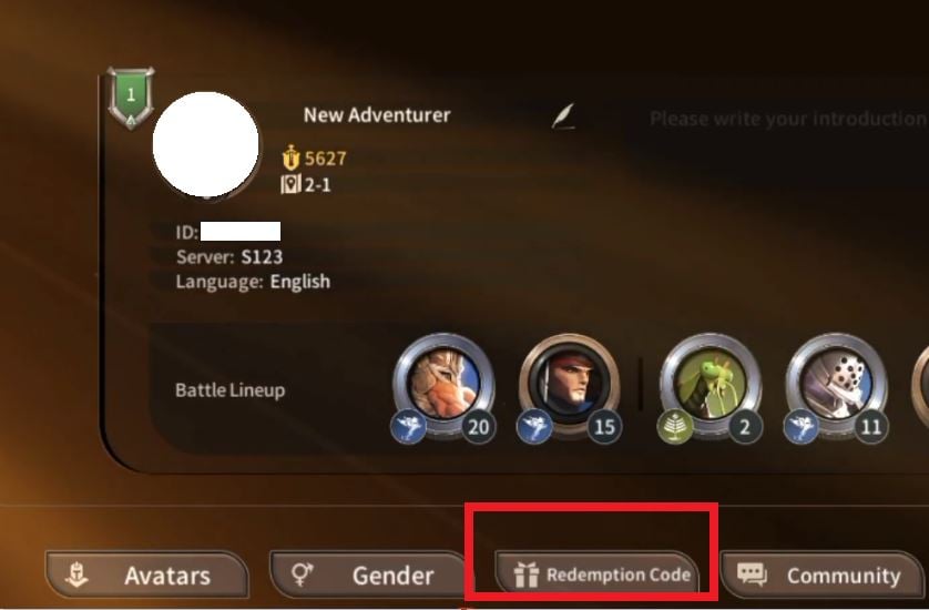 Le bouton pour échanger les codes sur Magnum Quest