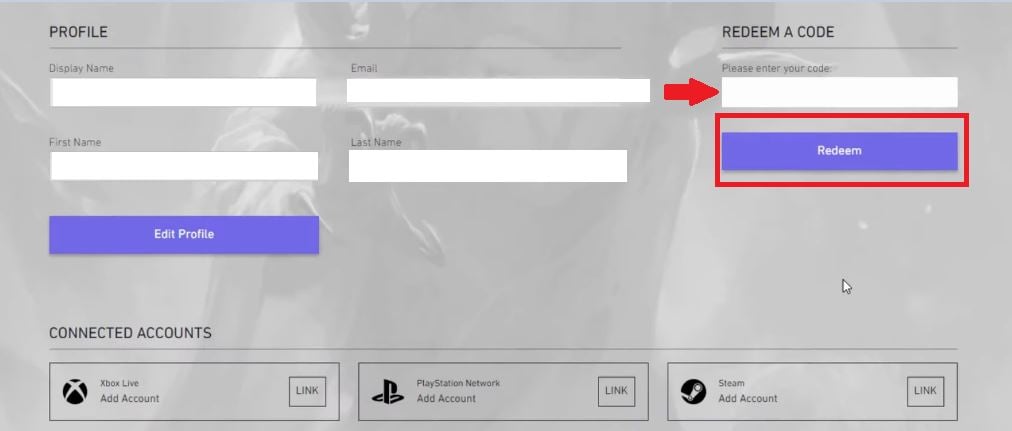 La case et le bouton pour saisir et valider les codes MTG Arena