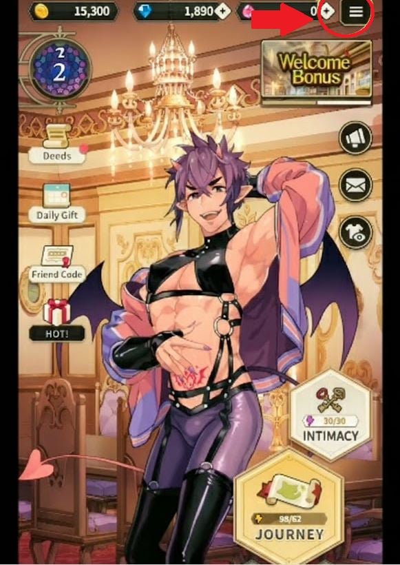 O botão Menu no jogo Nu Carnival