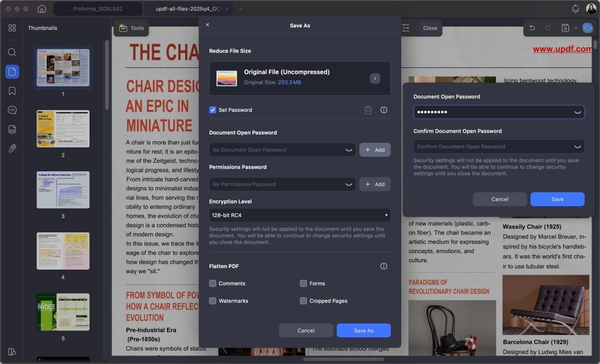 UPDFでは、PDFファイルをパスワードで保護することができます。