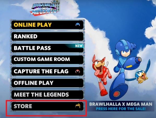 Menu do jogo Brawlhalla